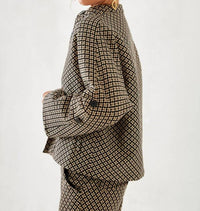NUD by Nekane Jacquard Knitted Jacket in tan black - women's jacket - detail view