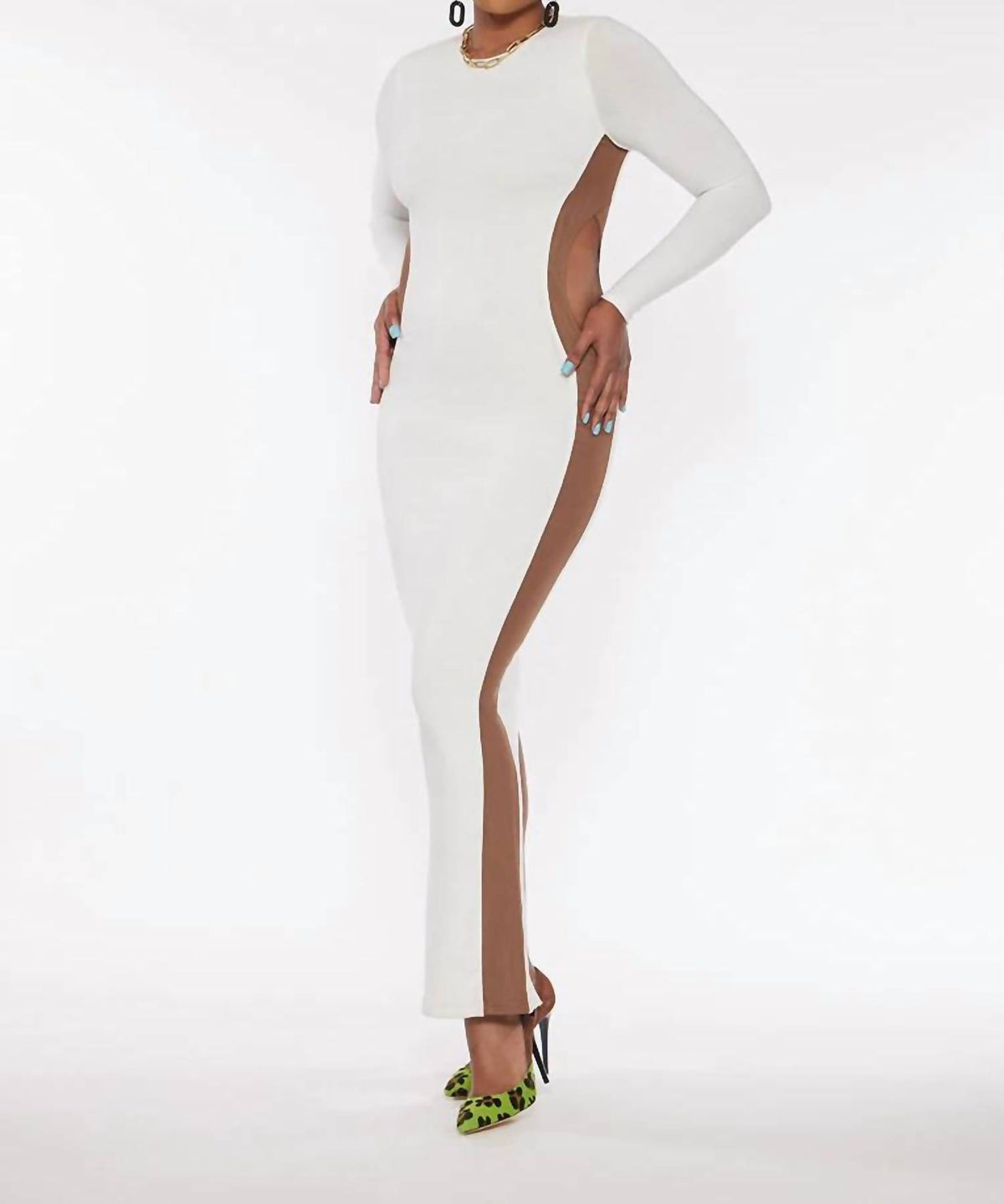 Circular Path - Long Sleeve Side Action Maxi Dress