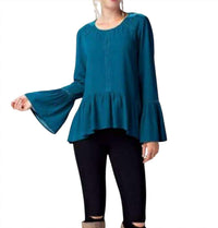 Kori - Long Sleeve Round Neck Top With Ruffled Hem