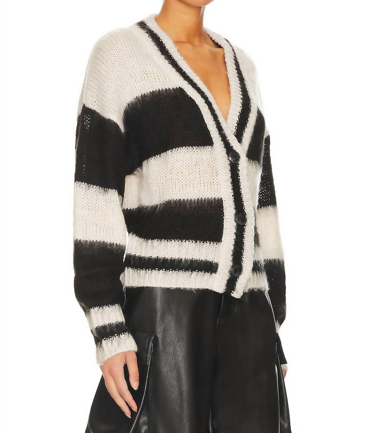 STEVE MADDEN Becca V-neck Cardigan in black multi - women's cardigan - alternate view