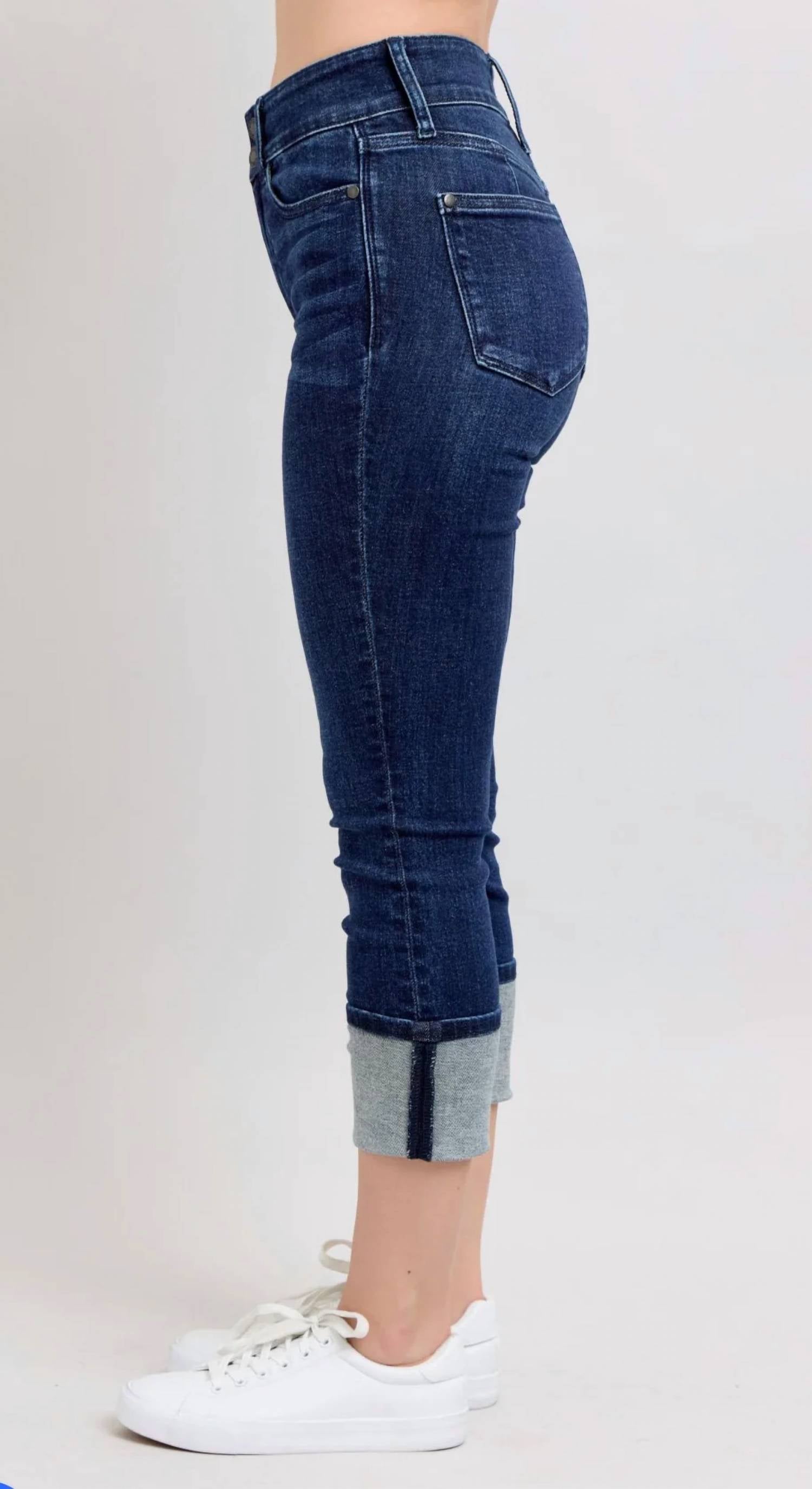 Judy Blue - High Waist Double Waist Band Capri Jeans
