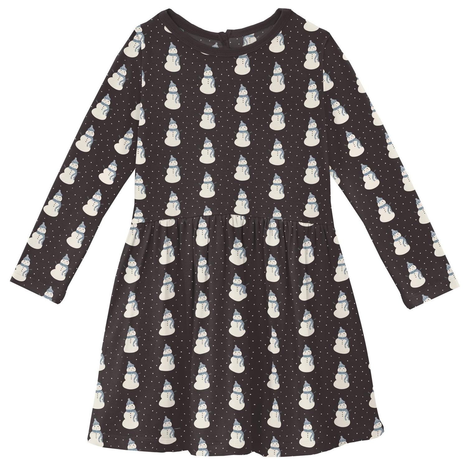 Kickee - Girls' Bamboo Print Long Sleeve Twirl Dress