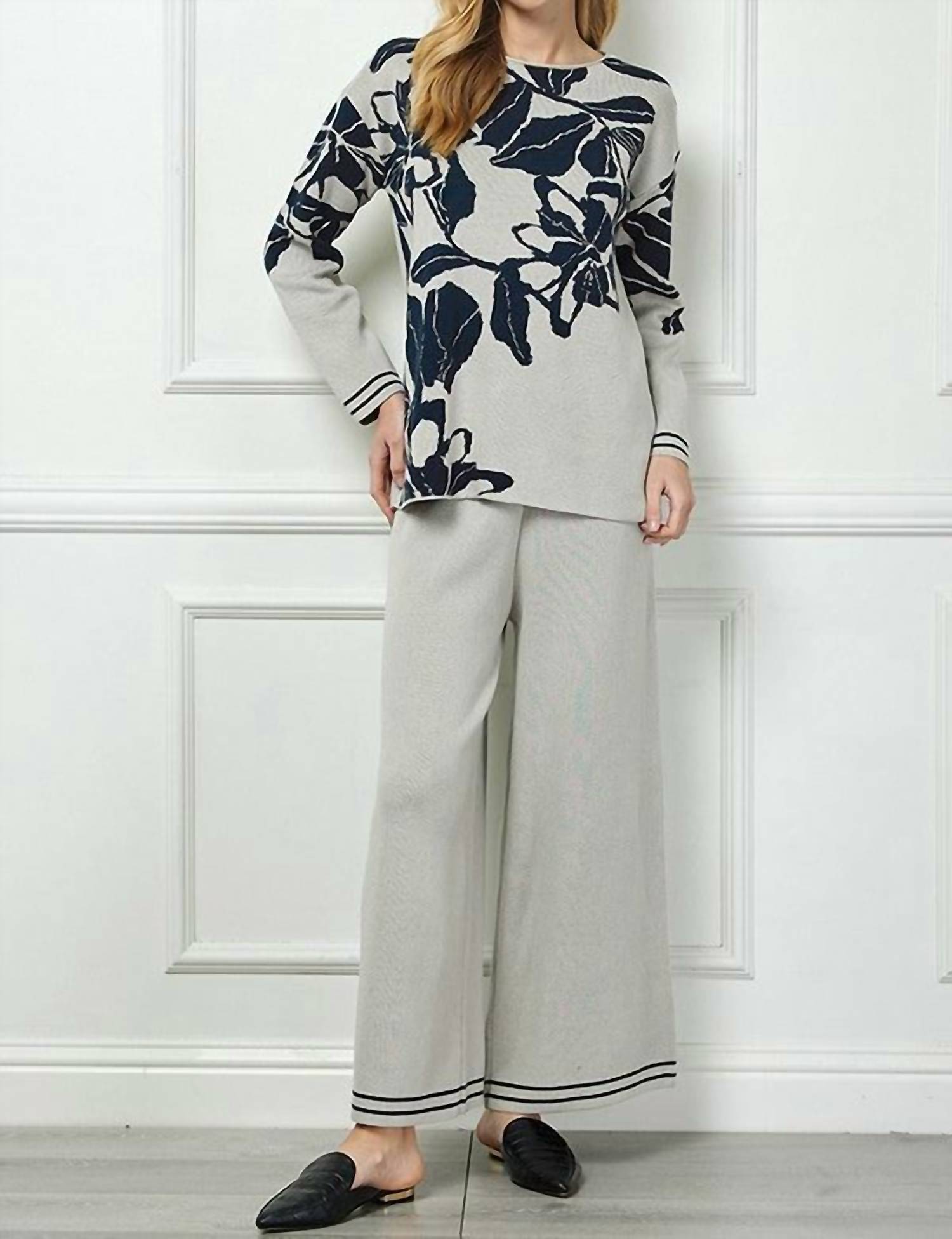 See And Be Seen - Flower Jacquard Sweater Set