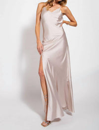 Easel V Neck Spaghetti Strap Maxi Dress in pearl - women's dress