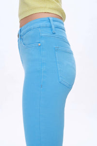 Bayeas Mid Rise Slim Straight Pants in sea blue - women's pants - view 4