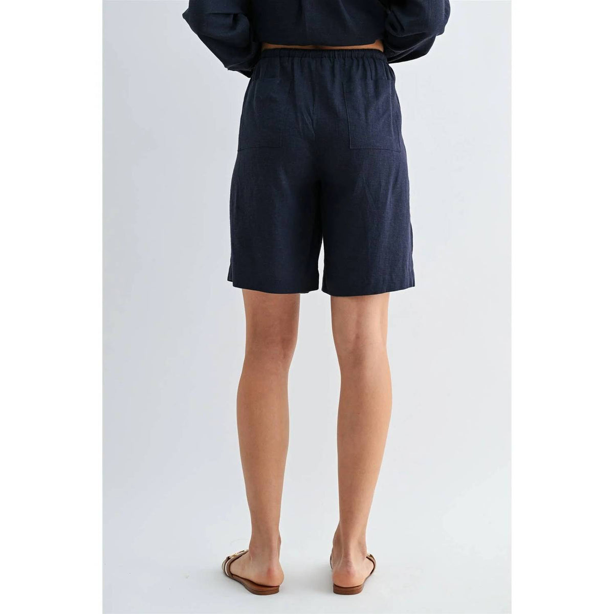 Fun 2 Fun - High-waist Linen Shorts
