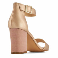 Andrea - Women's Ankle-strap Metallic Block Heel