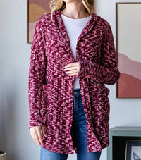 Heimish Usa - Cozy Hooded Open Front Cardigan
