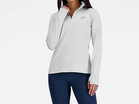 New Balance Sport Essentials Space Dye Quarter Zip Jacket in ash heather - women's jacket - detail view