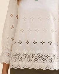 Sail To Sable - Scallop Eyelet Top