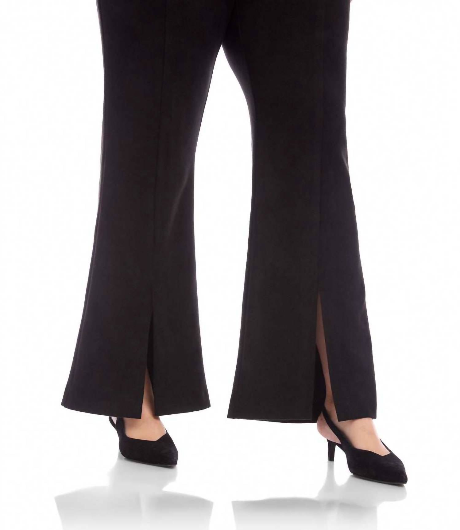 Karen Kane Faux Suede Front Slit Pants - Plus in black - women's pants - alternate view
