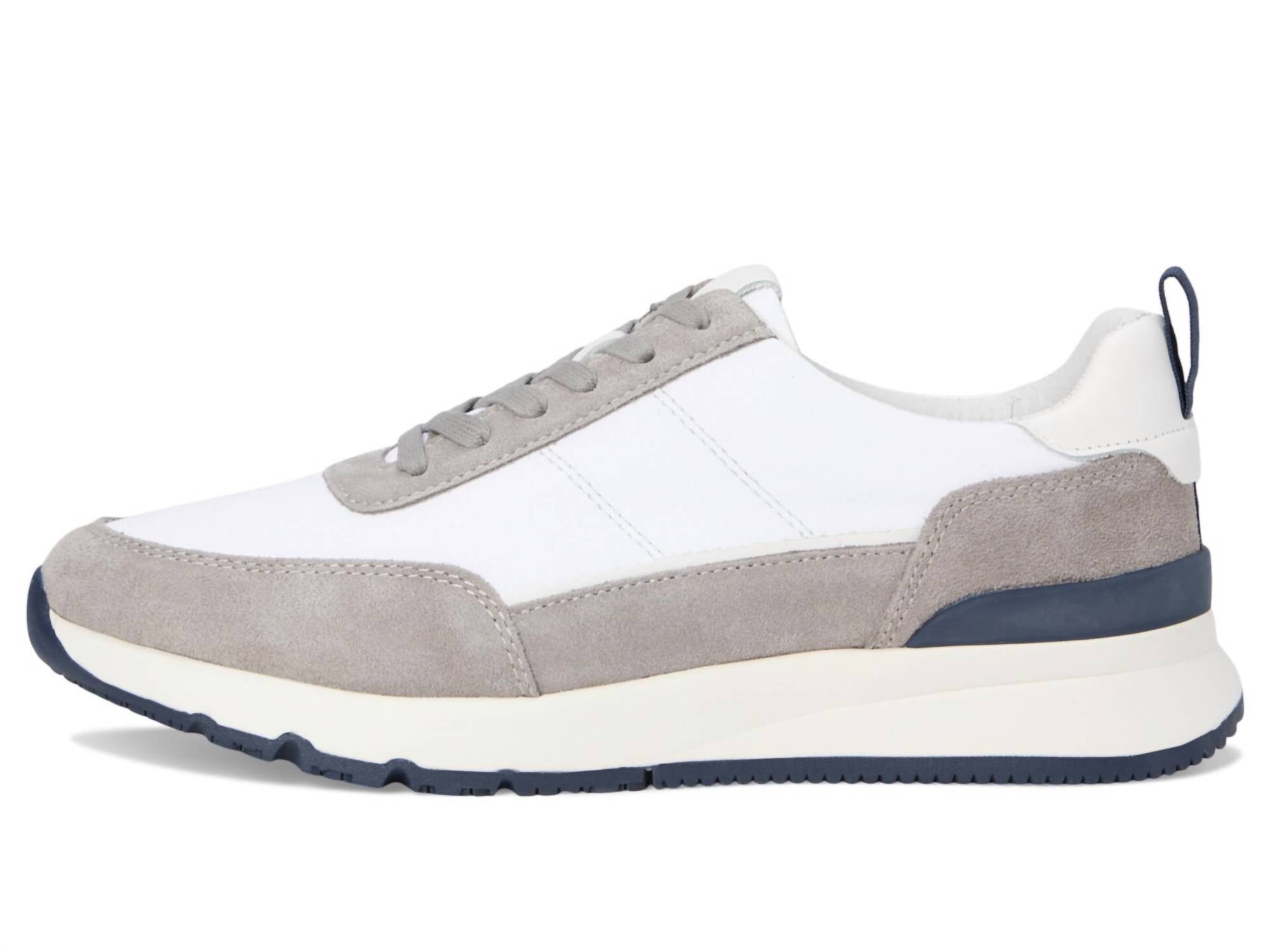 JOHNNIE-O Men's Prima Vintage Sneaker Shoe in white gray - men's sneaker - detail view