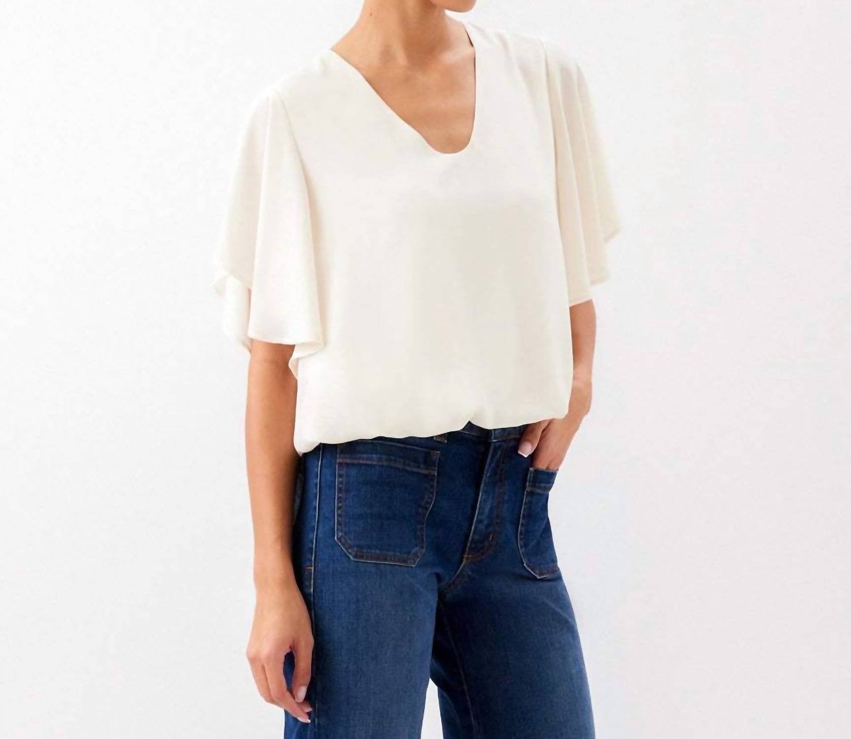 Karen Kane - Flutter Sleeve V-Neck Top