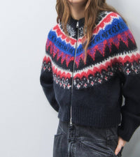 CLOSED Women's Jacquard Cardigan in cosmic grey - women's cardigan - detail view