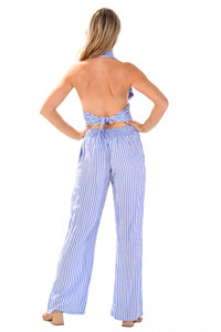 Walker & Wade Women's Newport Pants in blue stripe - women's pants - detail view