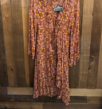ANGIE Women's Sheer Wrap Open Front With Tie Kimono in orange - women's cardigan - detail view
