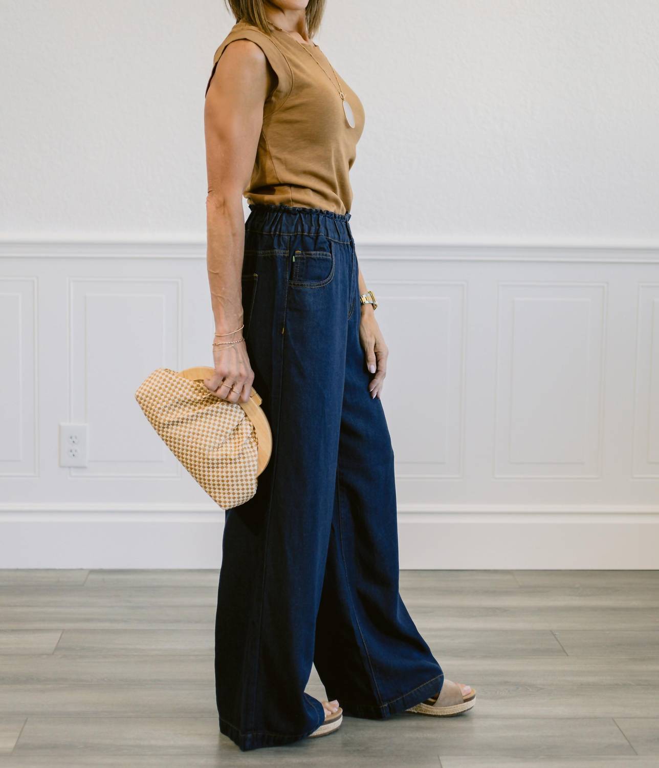 Frnch - Elastic Waist Wide-leg Lusitania Jean