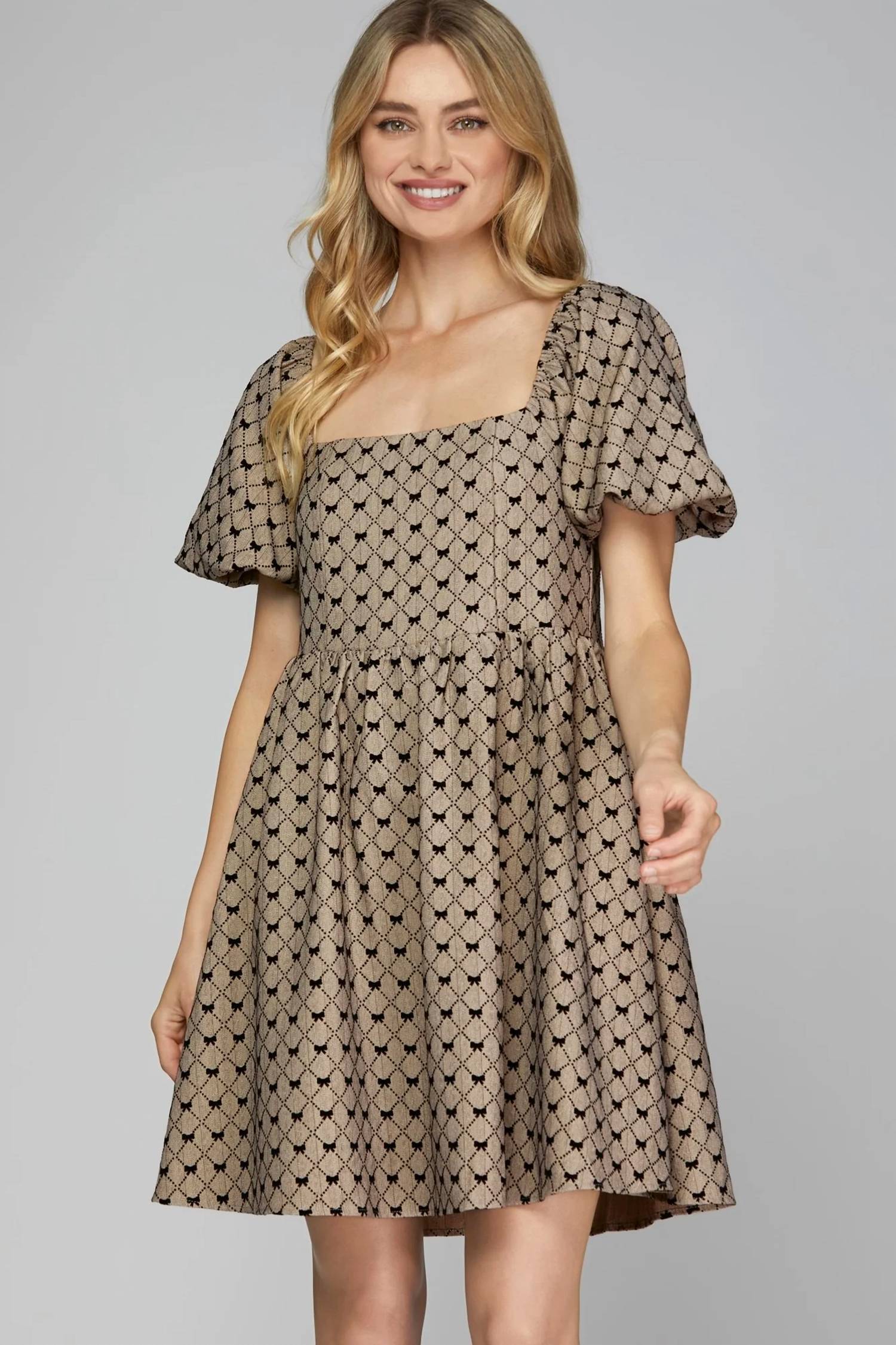 She + Sky - Bow Woven Dress With Pockets