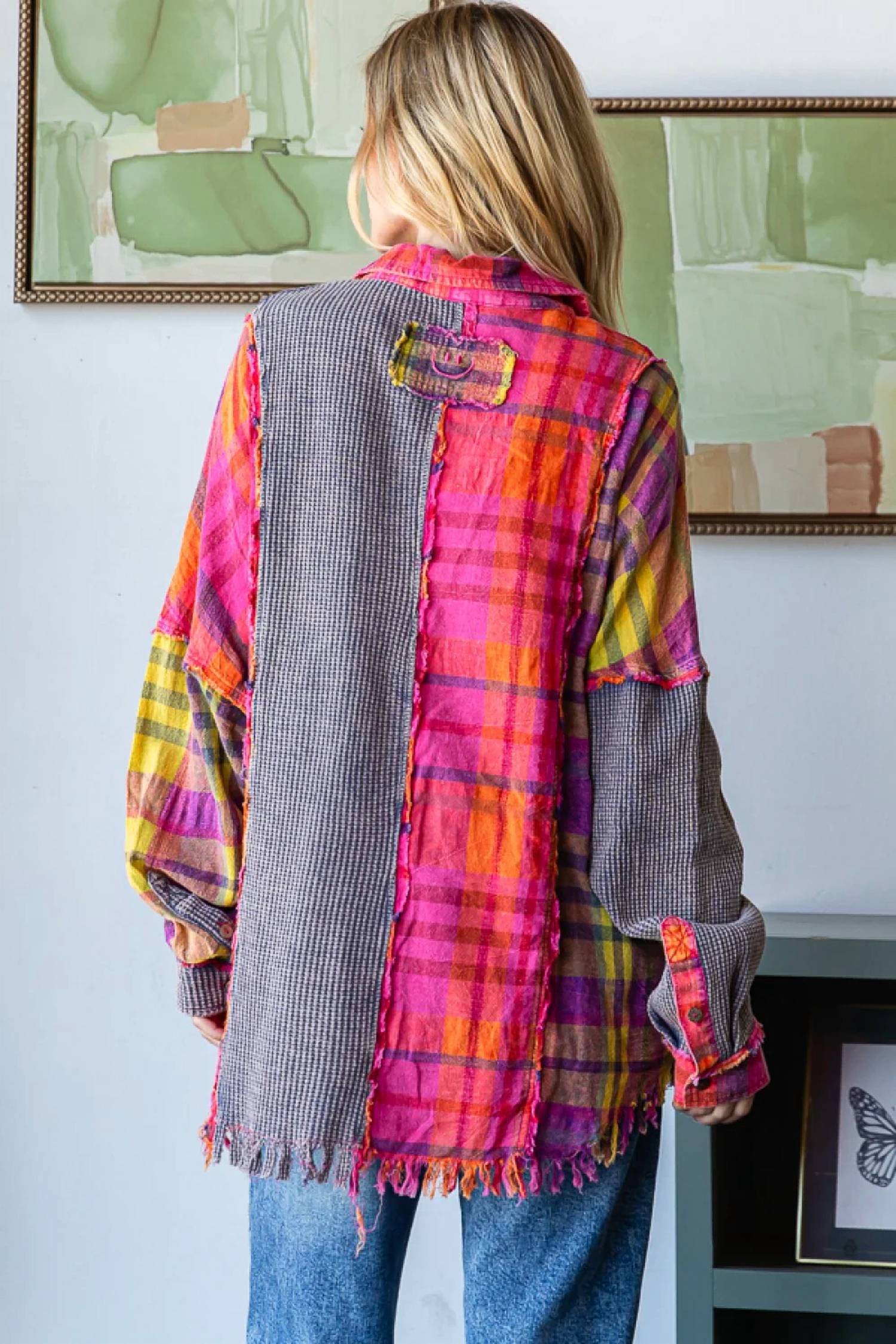 Oli & Hali - Plaid Mixed Button Down Shirt