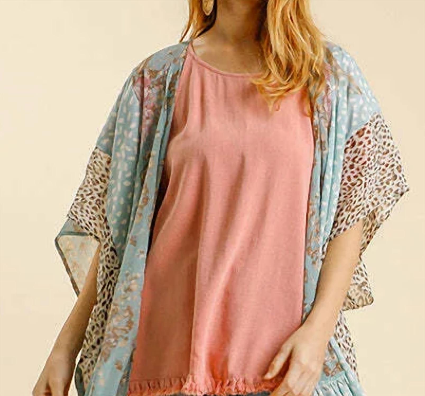 Umgee - Floral Animal Mixed Print Open Front Long Kimono