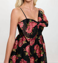 Meet Me In Santorini - Scarlet Blossom Bow Midi Dress