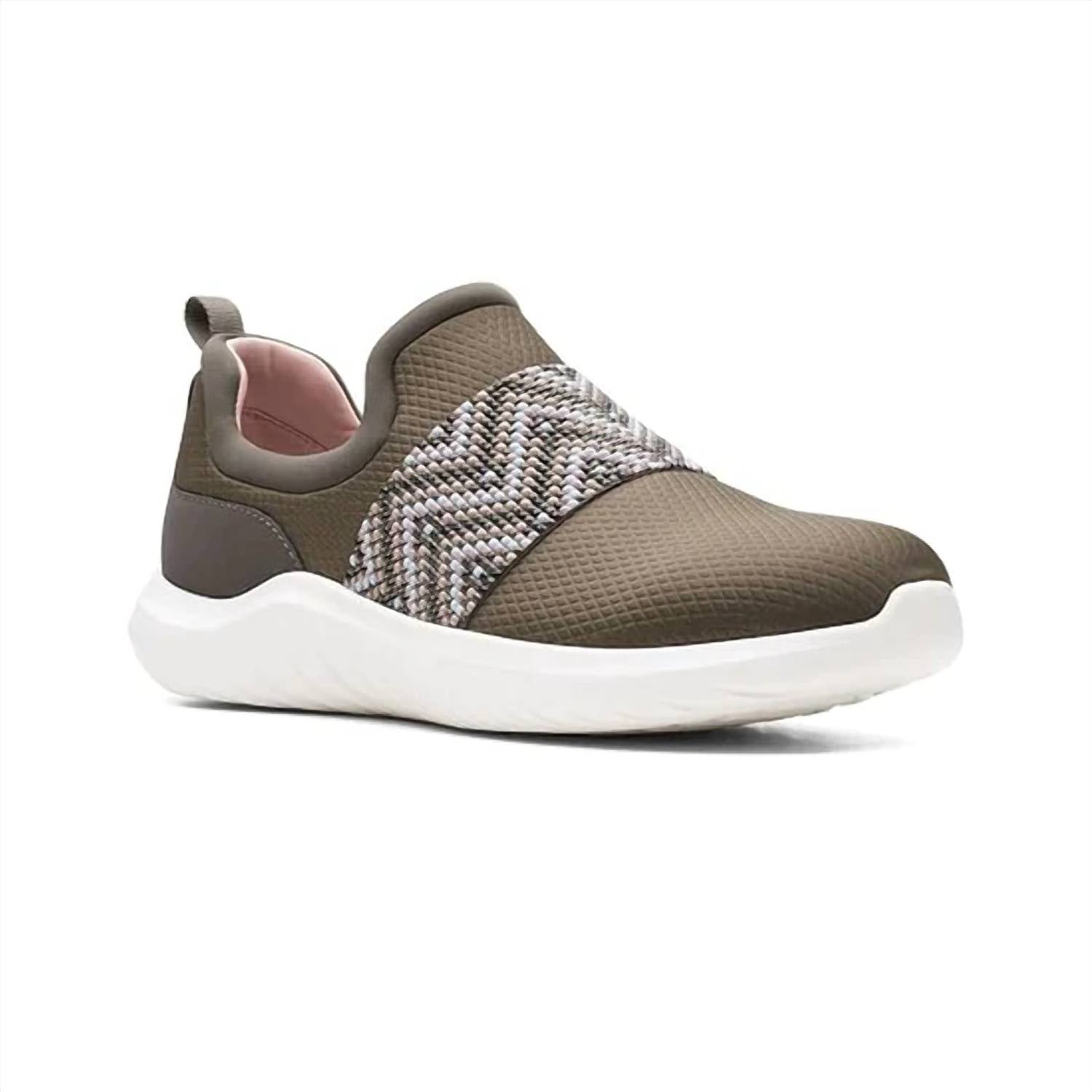 Clarks Women's Nova Way Sneaker in dark olive combi - women's sneaker - detail view