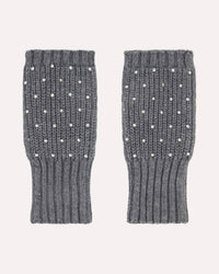 Minnie Rose - Women's Cotton Cashmere Rhinestone Fingerless Gloves