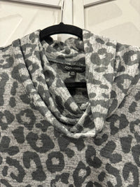 John Mark - Women's Cowl Neck Cheetah Print Tunic Top