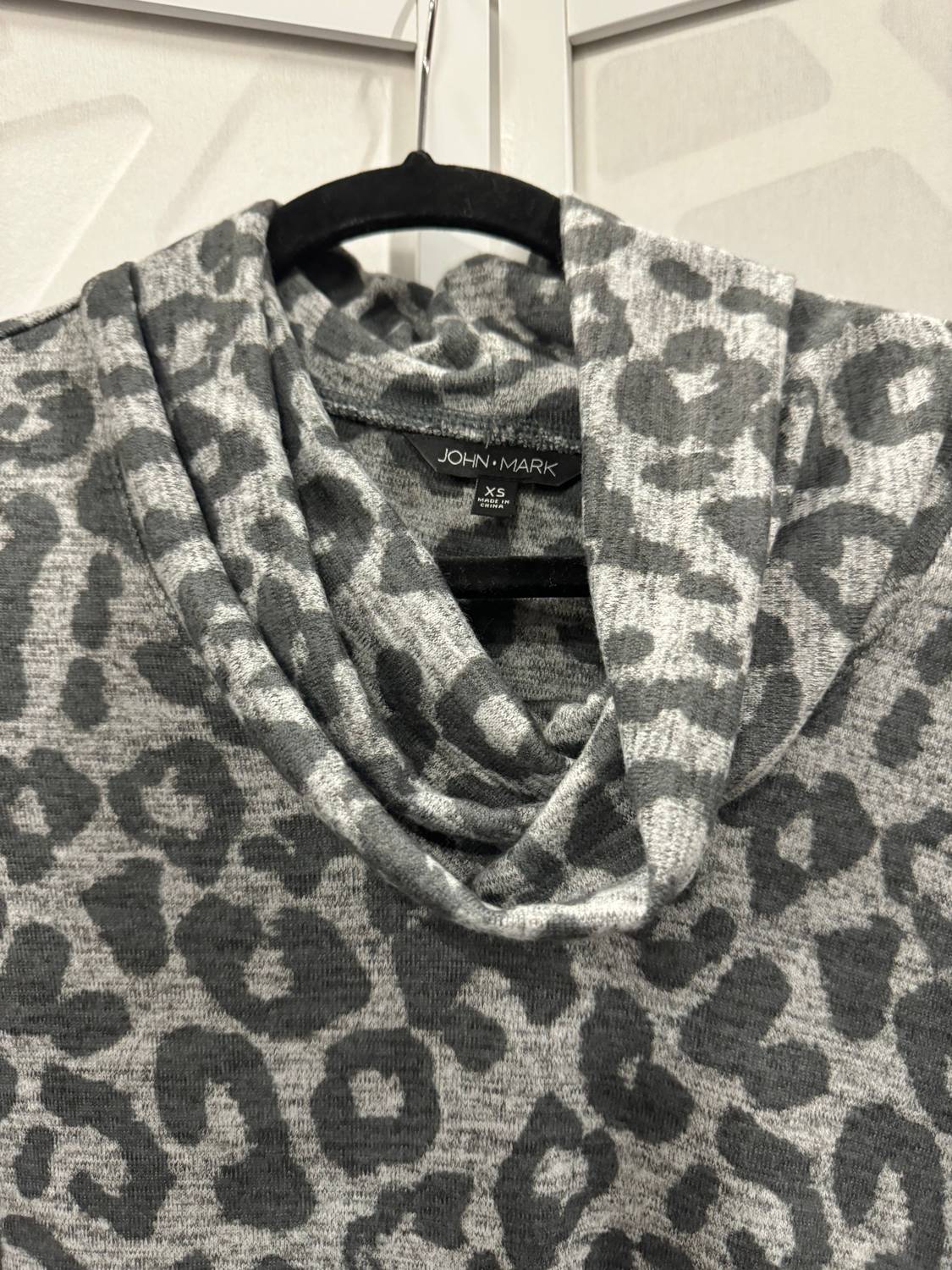 John Mark - Women's Cowl Neck Cheetah Print Tunic Top