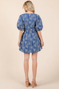 Geegee X Lovelo - Floral Embroidered Half Button-up Mini Dress