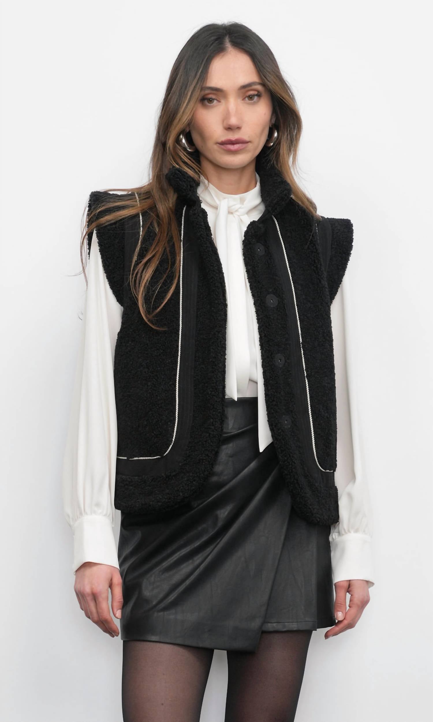 Greylin - Rory Shearling Button Front Vest