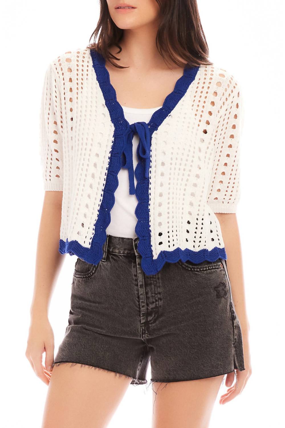 Fifteen Twenty - Betsy Open Stitch Tie Front Cardigan