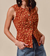 So Me - Floral Button Down Vest