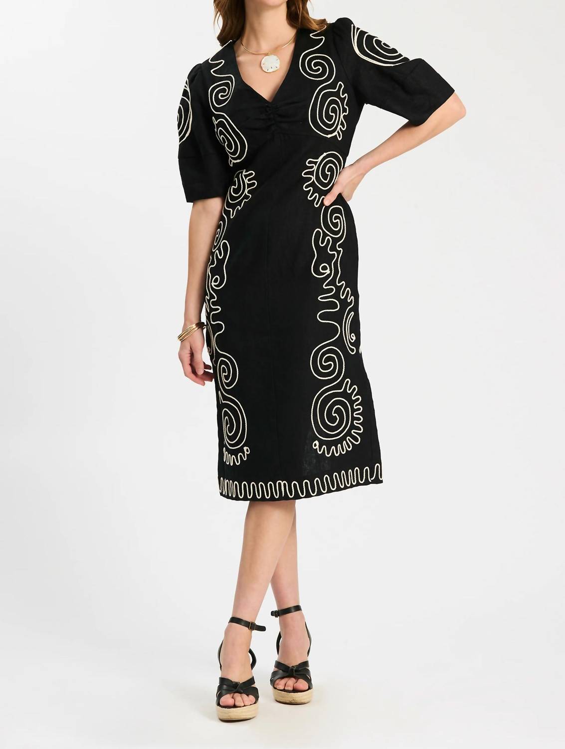 Tyler Boe - Posie Linen Embroidered Midi Dress