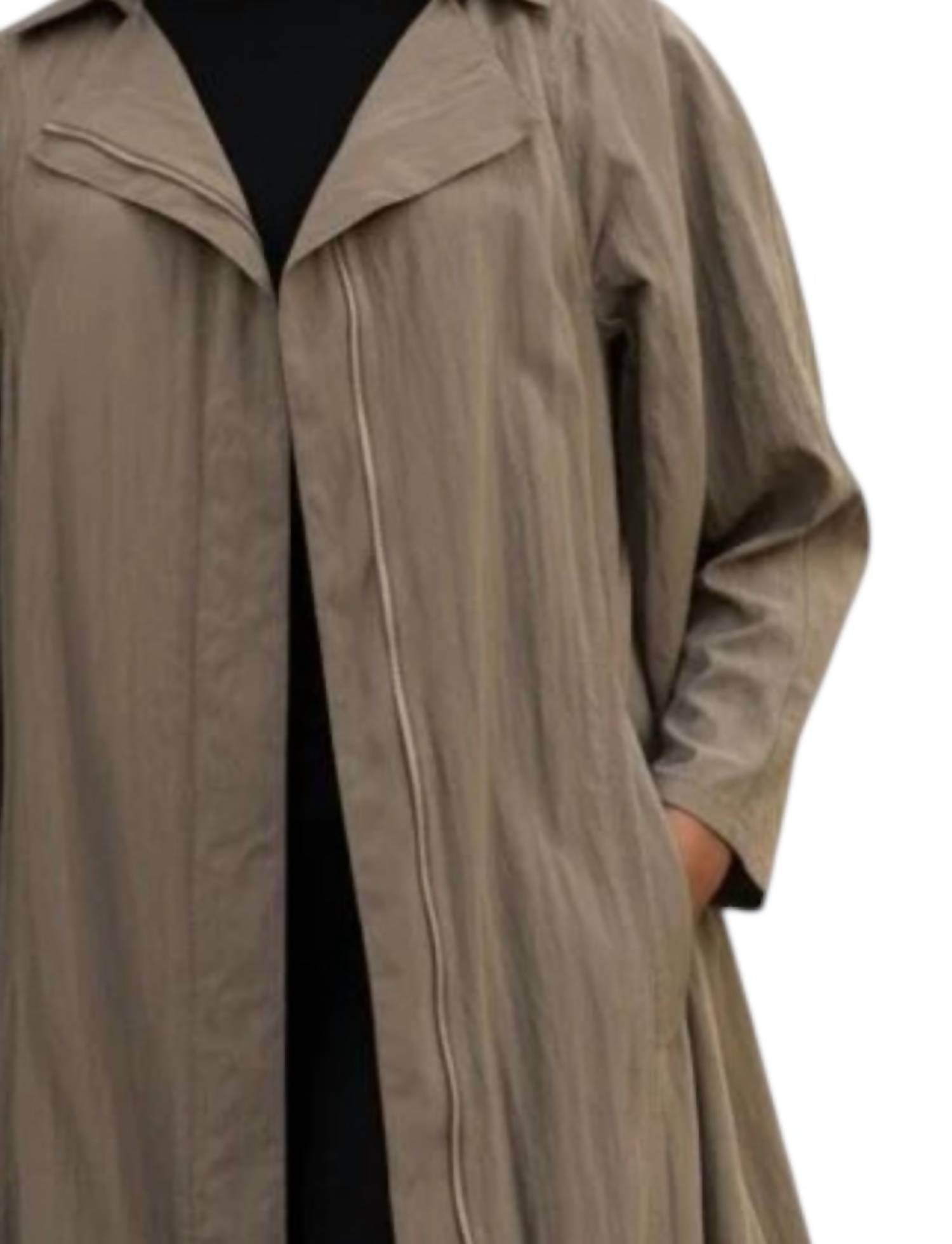 Annette Goertz Buddy Zip Up Cinched Hem Coat in khaki - women's jacket - detail view
