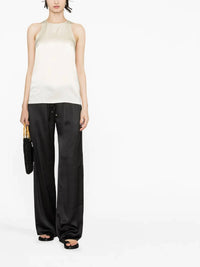 Loulou de Saison Estor Silk Twisted Back Tank Top in ivory - women's tank top