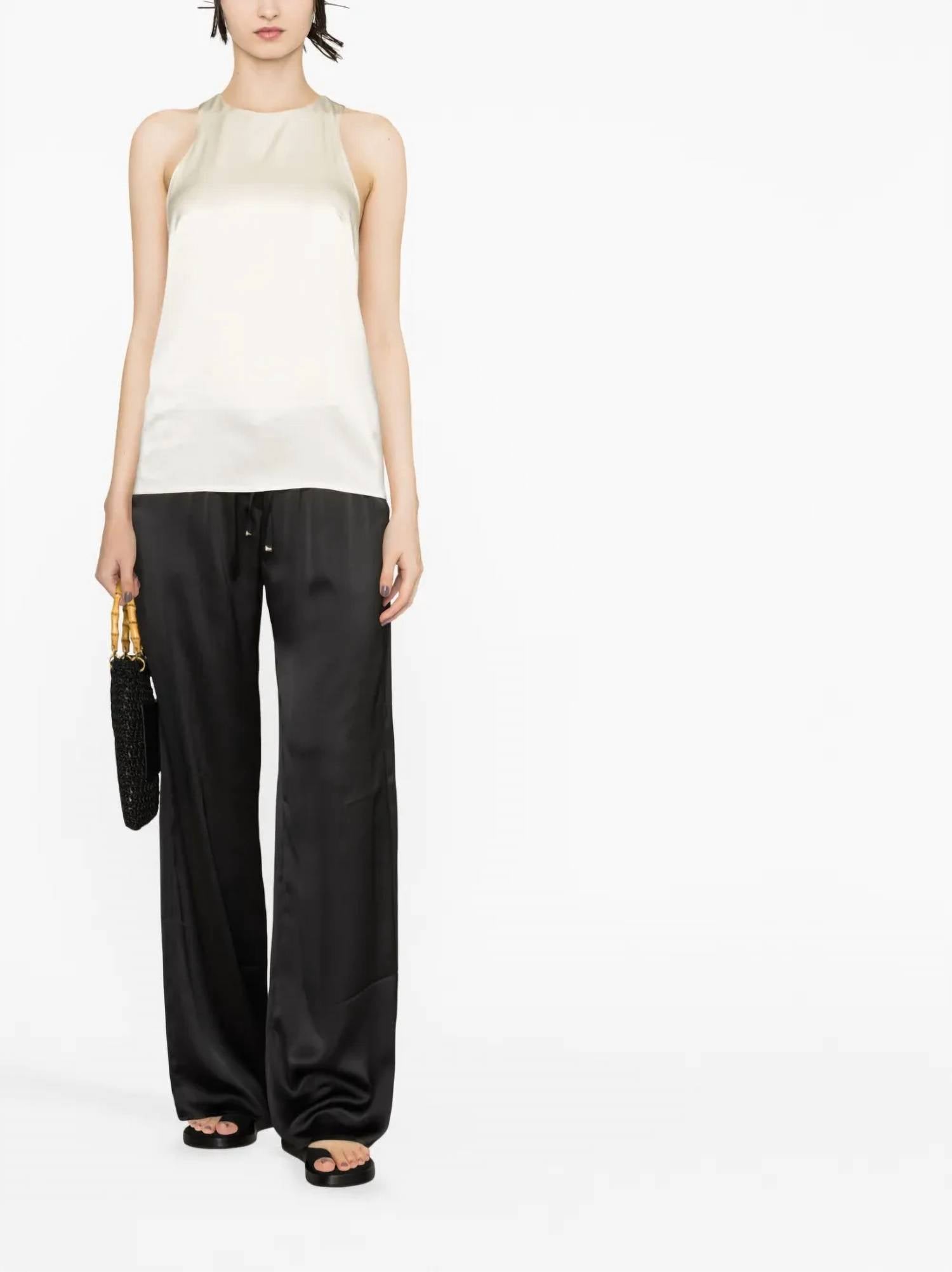 Loulou de Saison Estor Silk Twisted Back Tank Top in ivory - women's tank top