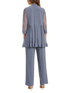 R&M Richards - Embellished Neck 2-piece Pants Suit