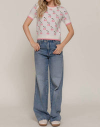 Active Basic - Short Sleeve Contrasting Edge Sweater