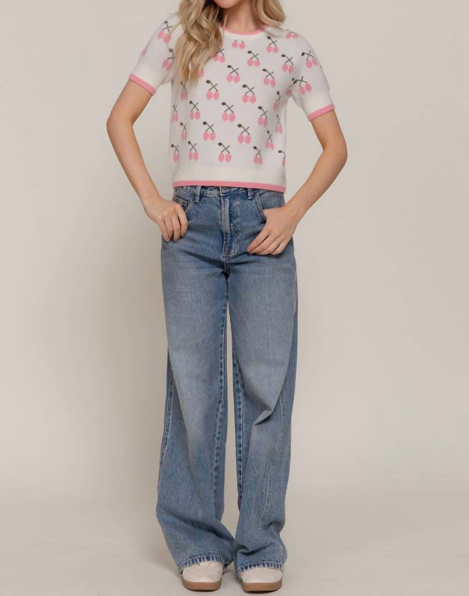 Active Basic - Short Sleeve Contrasting Edge Sweater
