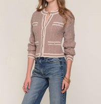 heartloom Yara Crew Neck Cardigan in sand - women's cardigan - alternate view