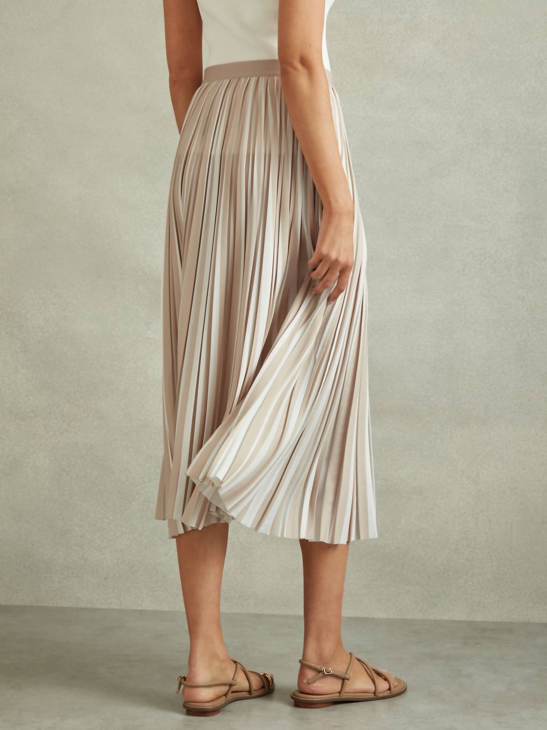 Reiss - Lexie Striped Pleated Midi Skirt