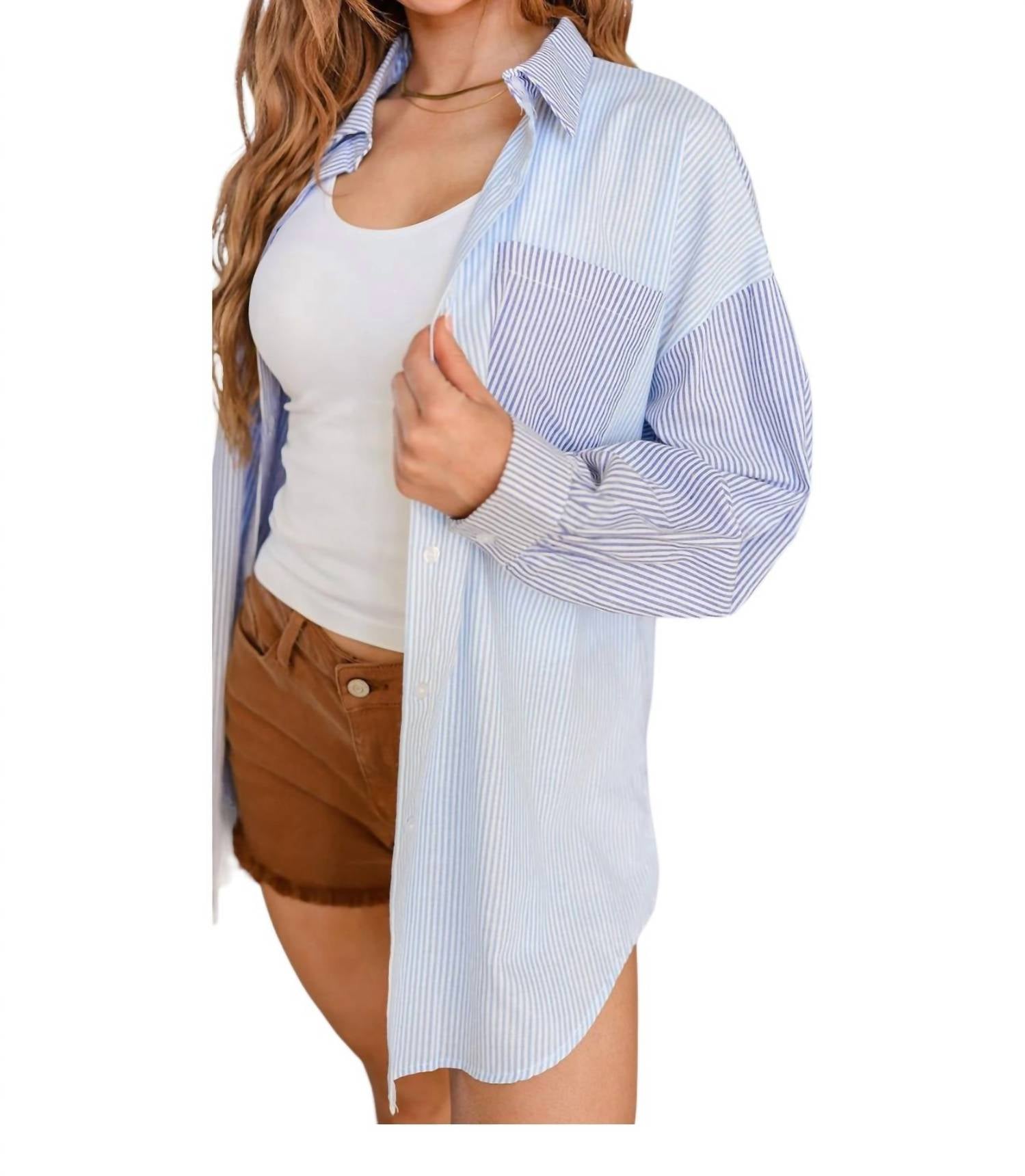 Andree By Unit - Yours or Mine Striped Button Down Shirt