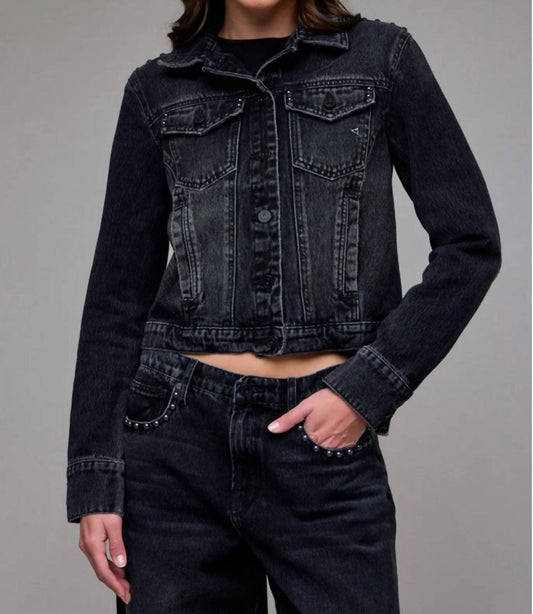 Hidden - Studded Fitted Trucker Jacket