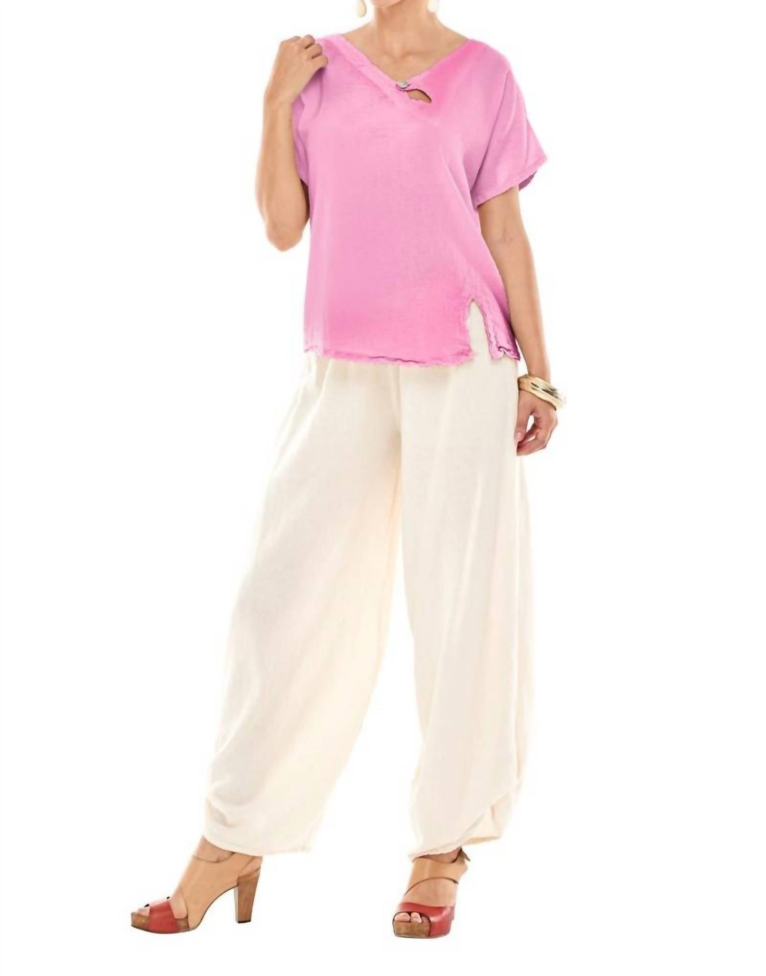 Oh My Gauze! Mike Cotton Top in carnation - women's t-shirt