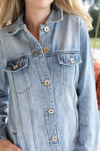 TRIBAL Dual Denim Duster Dress in blue - women's dress - alternate view
