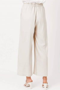 Mystree - Paper Waist Linen Wide Leg Pants