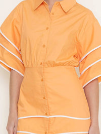 Fore Collection - Contrast Piping Mini Shirt Dress