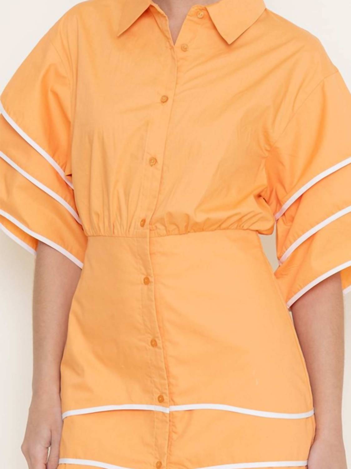 Fore Collection - Contrast Piping Mini Shirt Dress