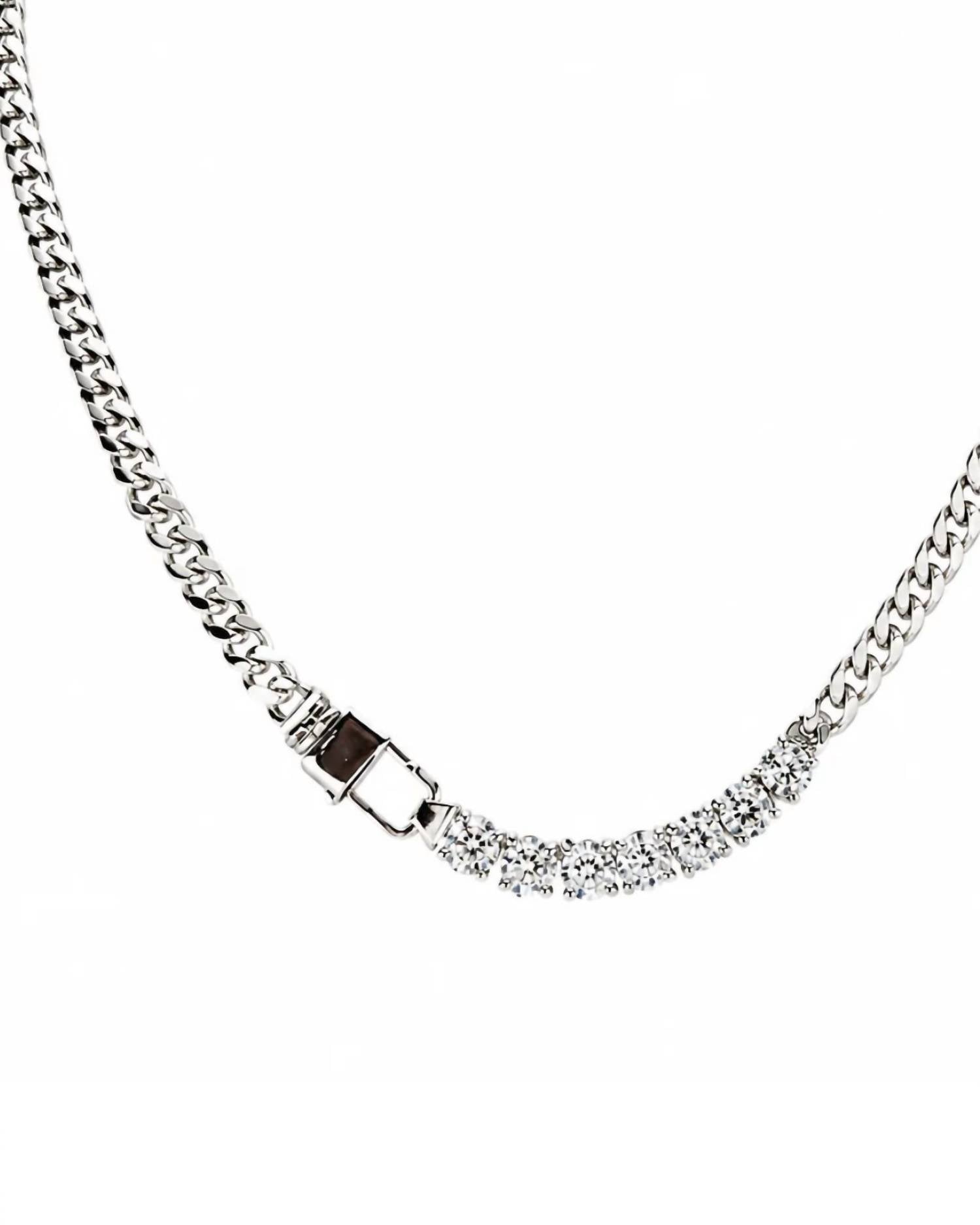No Whining Designing - Women's 7 Stud Diamond Necklace